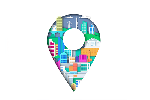 وکتور لوکیشن لایه باز به همراه المان های شهری فایل EPS